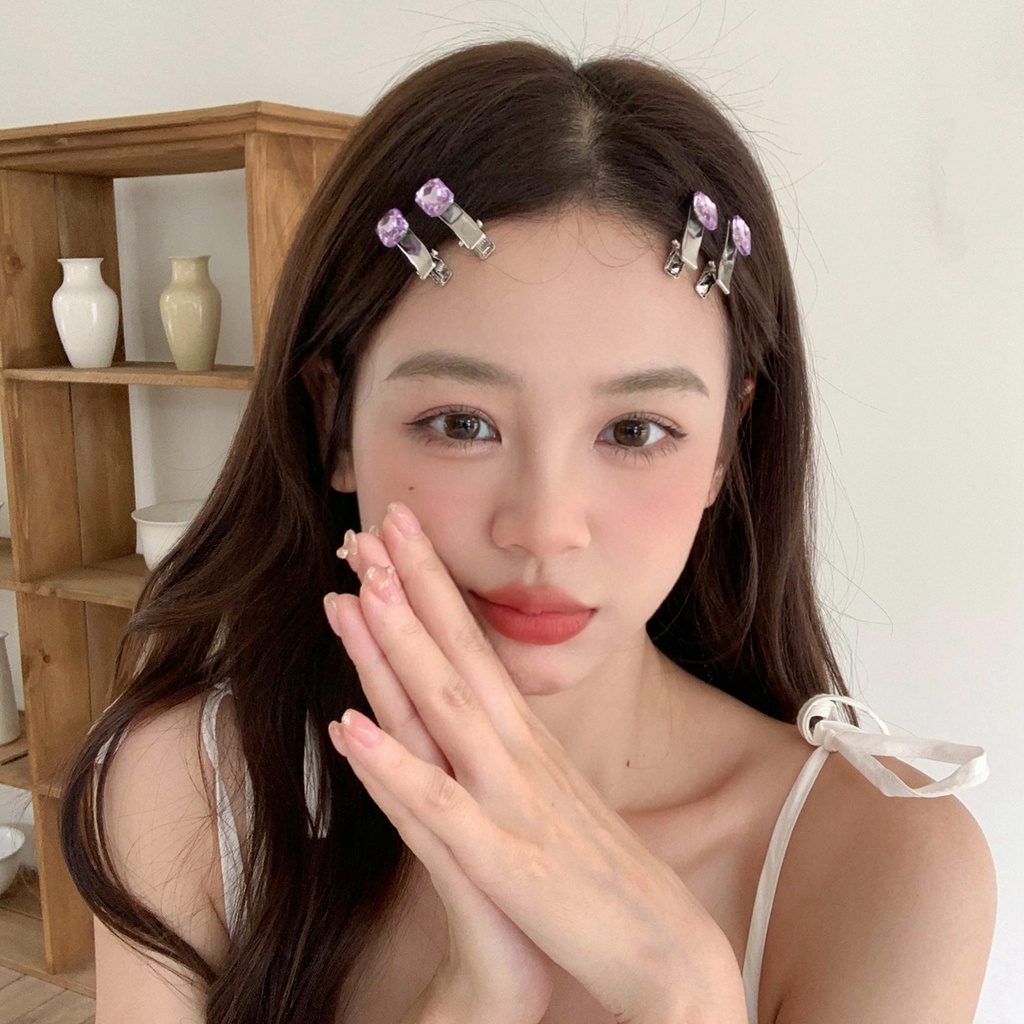 Hộp 4 Kẹp Tóc Kim Loại Đính Đá Sang Trọng Cho Nữ Mã 2023