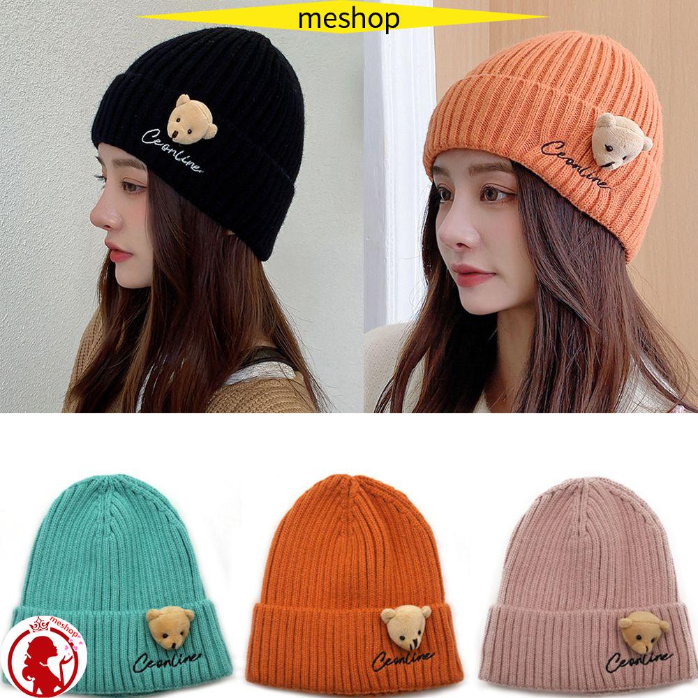 Mũ Len Thể Thao Giữ Ấm Mùa Thu Đông In Hình Gấu Nhỏ Đáng Yêu
