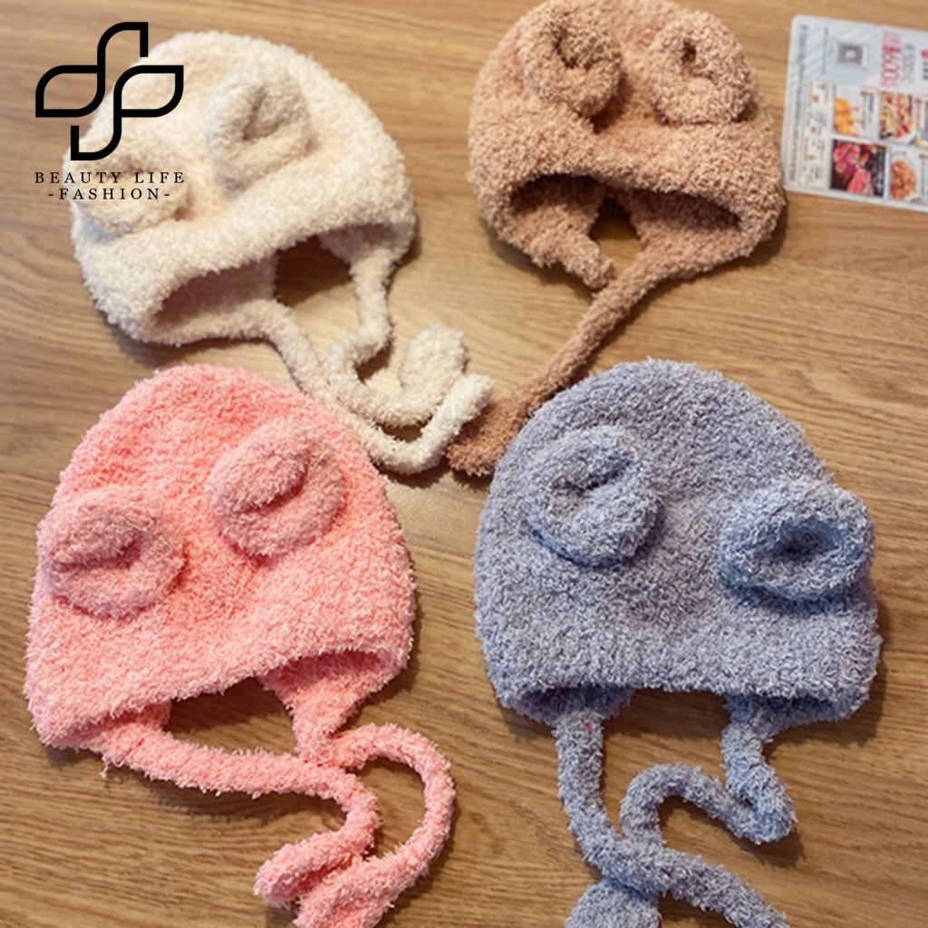 Nón Bonnet Dày Dặn Họa Tiết Hoạt Hình Dễ Thương Cho Bé