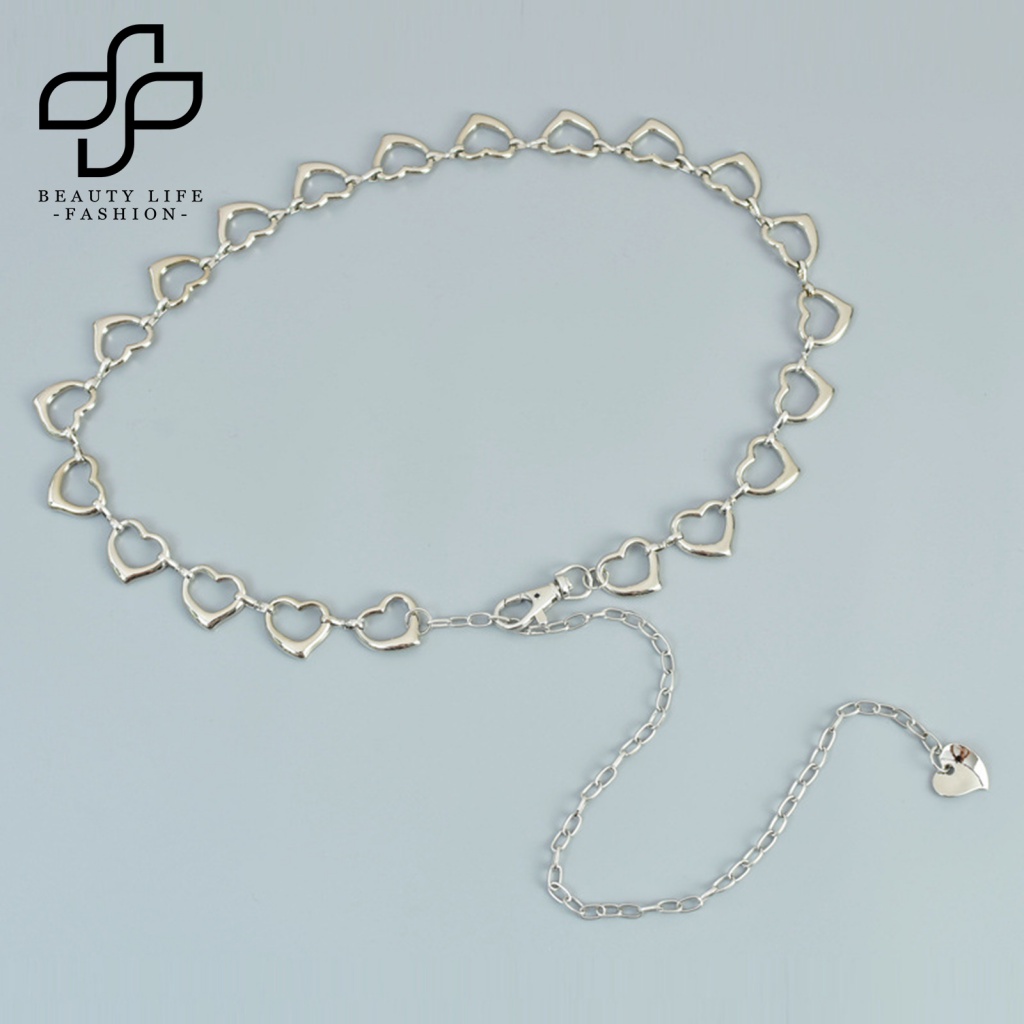 Dây Xích Thắt Lưng Mạ Bạc Bóng Cao Thanh Lịch Gợi Cảm Trang Trí Hình Trái Tim Cho Nữ Mặc Hàng Ngày