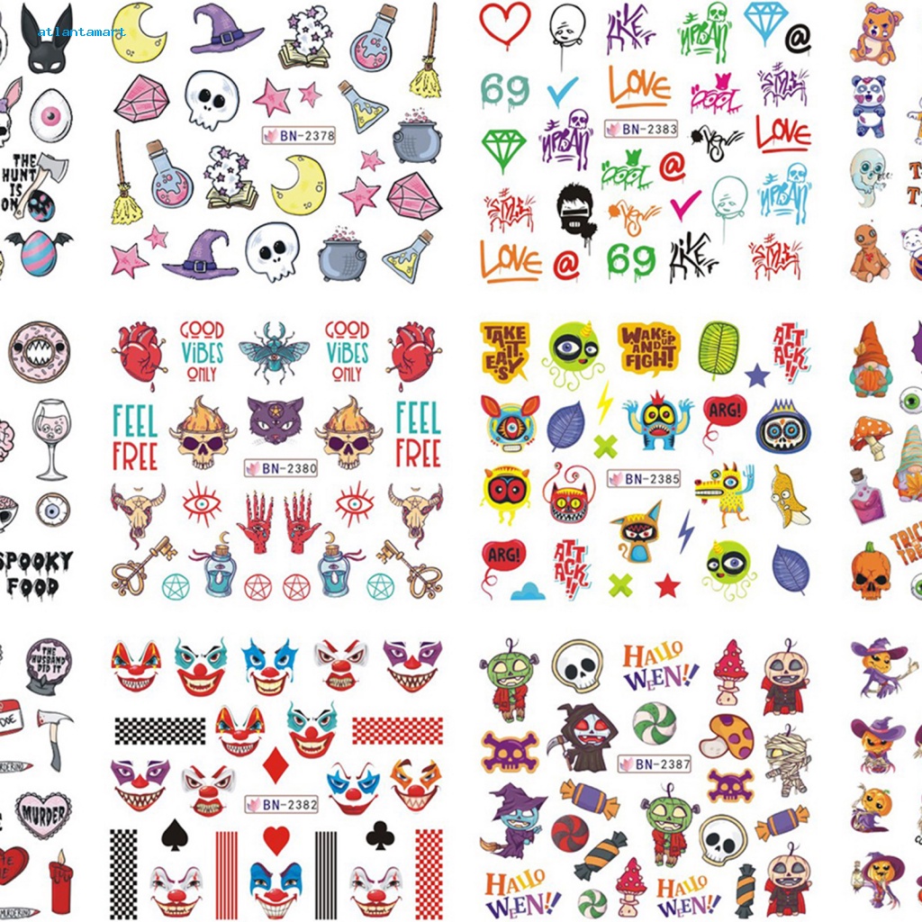 Túi Đựng Đồ Dùng Cao Cấp Tiện Dụng| Miếng Dán Trang Trí Móng Tay Nhiều Màu Sắc Không Phai Màu Họa Tiết Kinh Dị