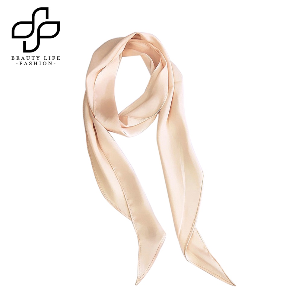 Khăn Quàng Cổ / Cài Đầu Hình Vuông Màu Trơn Bằng Lụa Thời Trang Cho Nữ