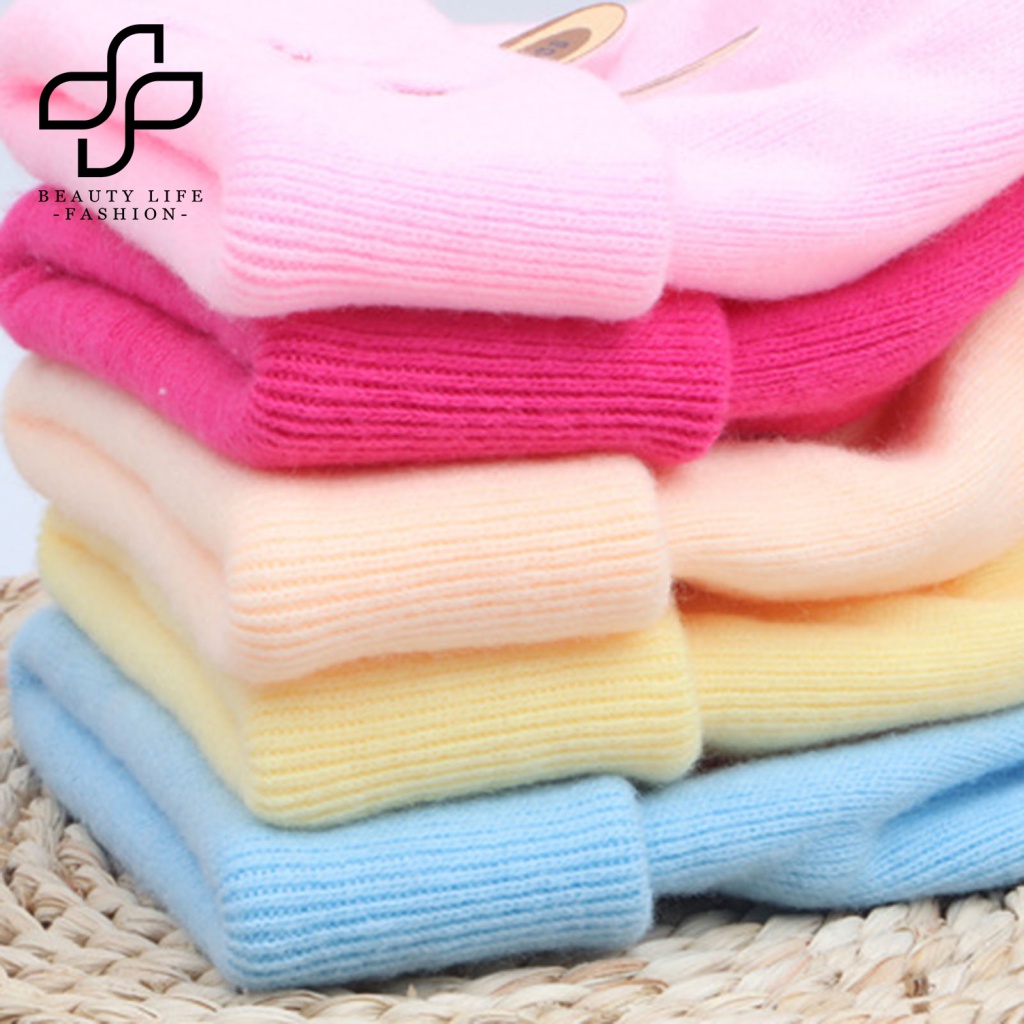 Mũ Beanie Dệt Kim Dày Dặn Đính Ngọc Trai Giả Thêu Hình Tai Thỏ Dễ Thương Thời Trang Thu Đông Cho Bé 0-6 Tháng Tuổi