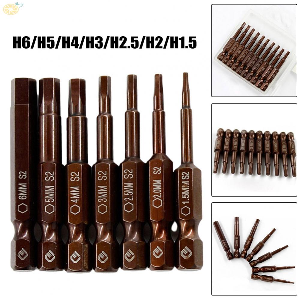【VARSTR】Screwdriver Bits Hexagon Shank Magnetic 1/4 Inch 50mm Alloy Steel Brown H1.5-H6