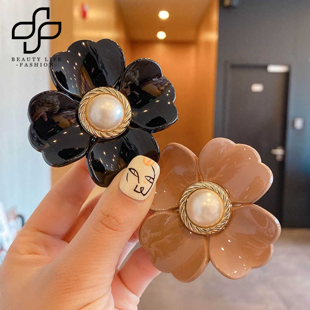 Kẹp Tóc Càng Cua Đính Ngọc Trai Giả Bằng Nhựa Màu Sắc Tươi Sáng