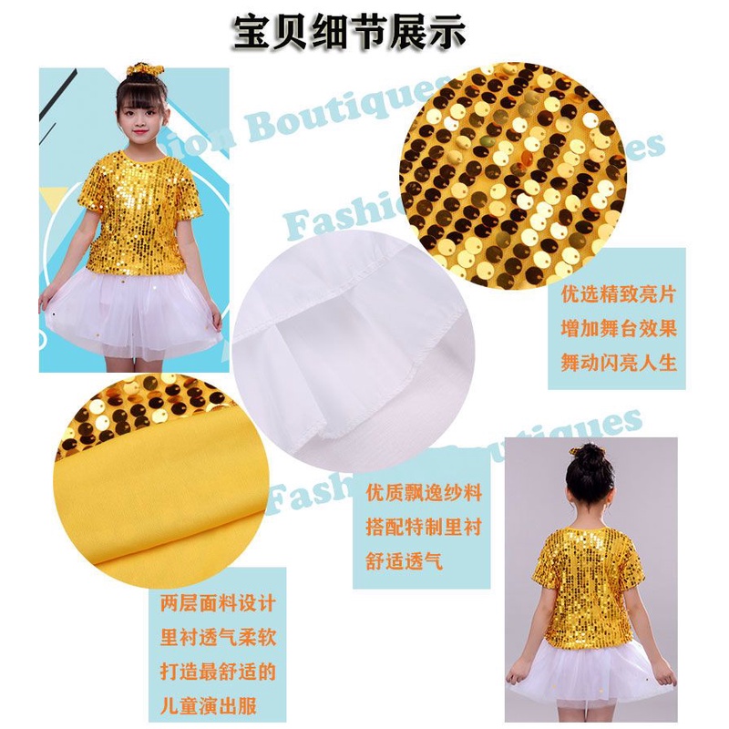 June 1 quần áo khiêu vũ trẻ em váy pettiskirt quần áo cô gái sân khấu jazz khiêu vũ catwalk quần áo sequins hiển thị quần áo biểu diễn