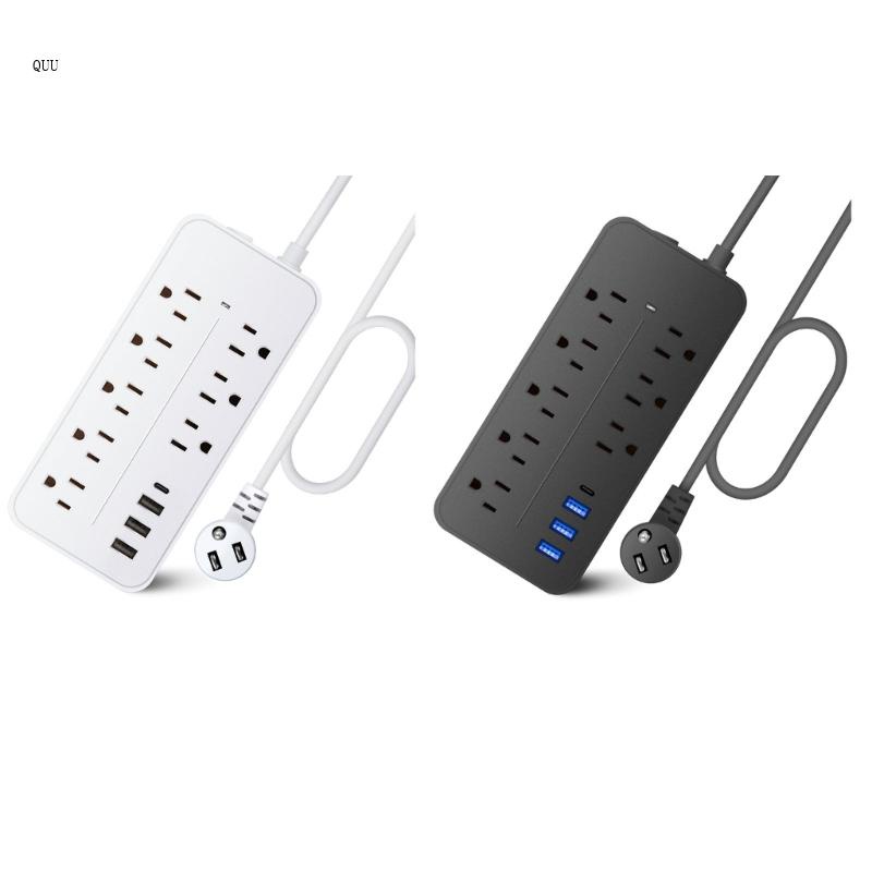 Ổ Cắm Điện US Với 8 Phích Cắm Rộng Và 3 Cổng Usb 1x Type-C Cho Điện Thoại