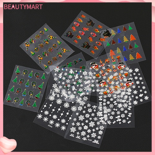 Set 12 Tấm Sticker Họa Tiết Bông Tuyết Giáng Sinh 3D Trang Trí Móng Nghệ Thuật DIY