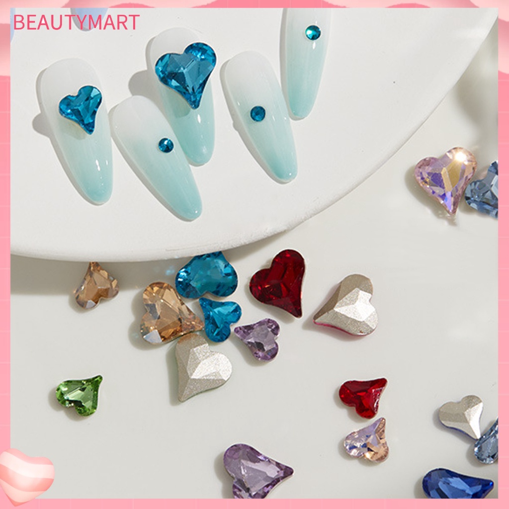 Set 20 Phụ Kiện Trang Trí Móng Tay Nghệ Thuật Hình Trái Tim 3D Không Phai Màu Sắc
