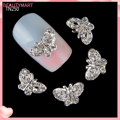 Set 10 Phụ Kiện Trang Trí Móng Tay Hình Bướm 3D Bằng Hợp Kim DIY