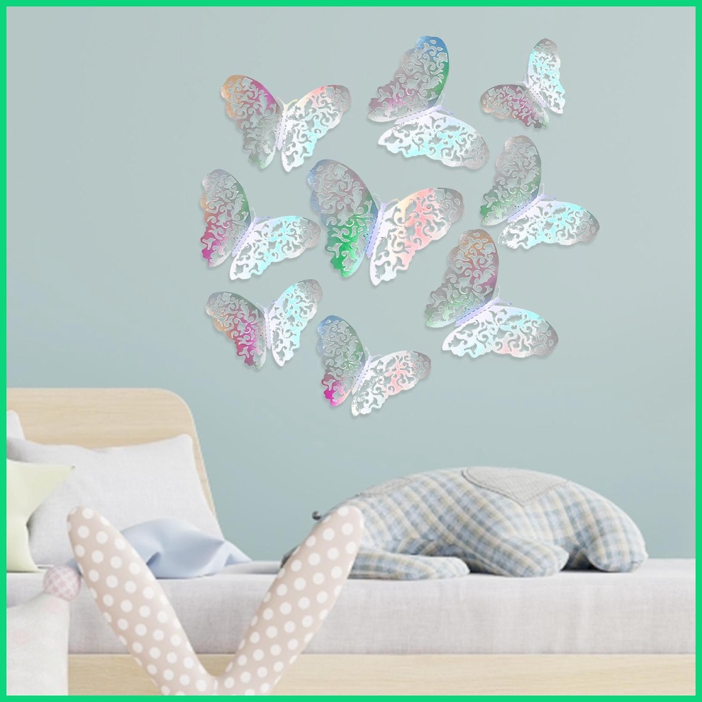 Set 12 Miếng Dán Tường Hình Bướm 3D Nhiều Màu Sắc Có Thể Tháo Rời