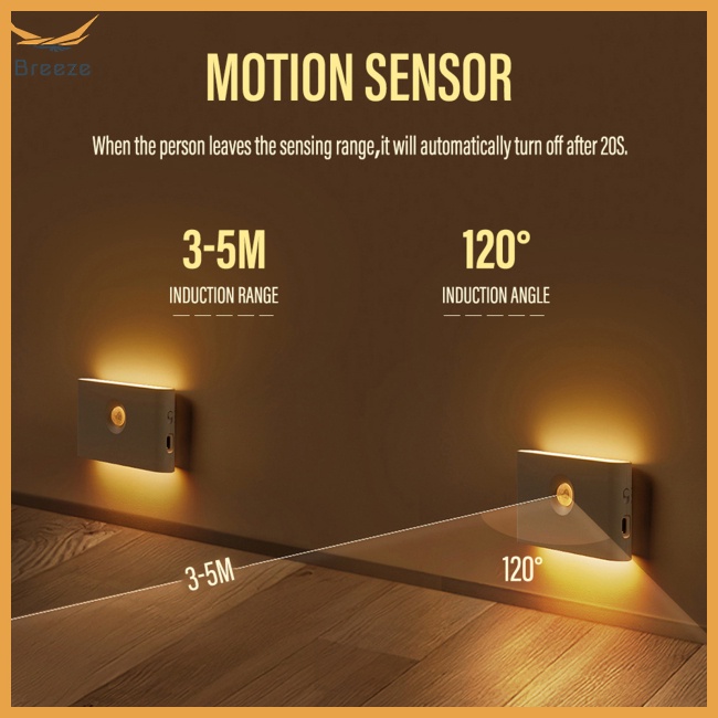 Đèn Led Không Dây Sạc Usb Cảm Ứng Cơ Thể Người Dùng Trang Trí Phòng Ngủ / Phòng Tắm
