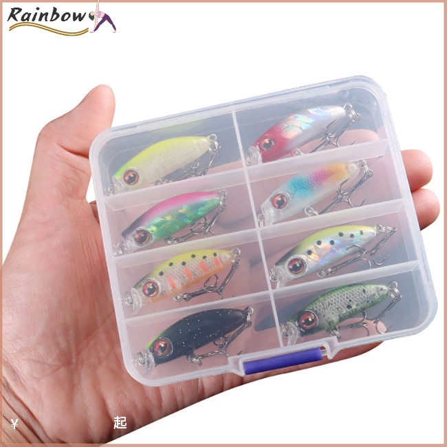 Set 8 Mồi Giả Nhử Cá 3.1g / 4.3cm Bằng Nhựa Gắn Kèm Móc Câu