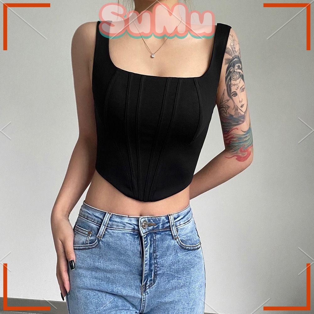 Áo Croptop Sát Nách Hở Lưng Dáng Ôm Thời Trang Mùa Hè Quyến Rũ Cho Nữ