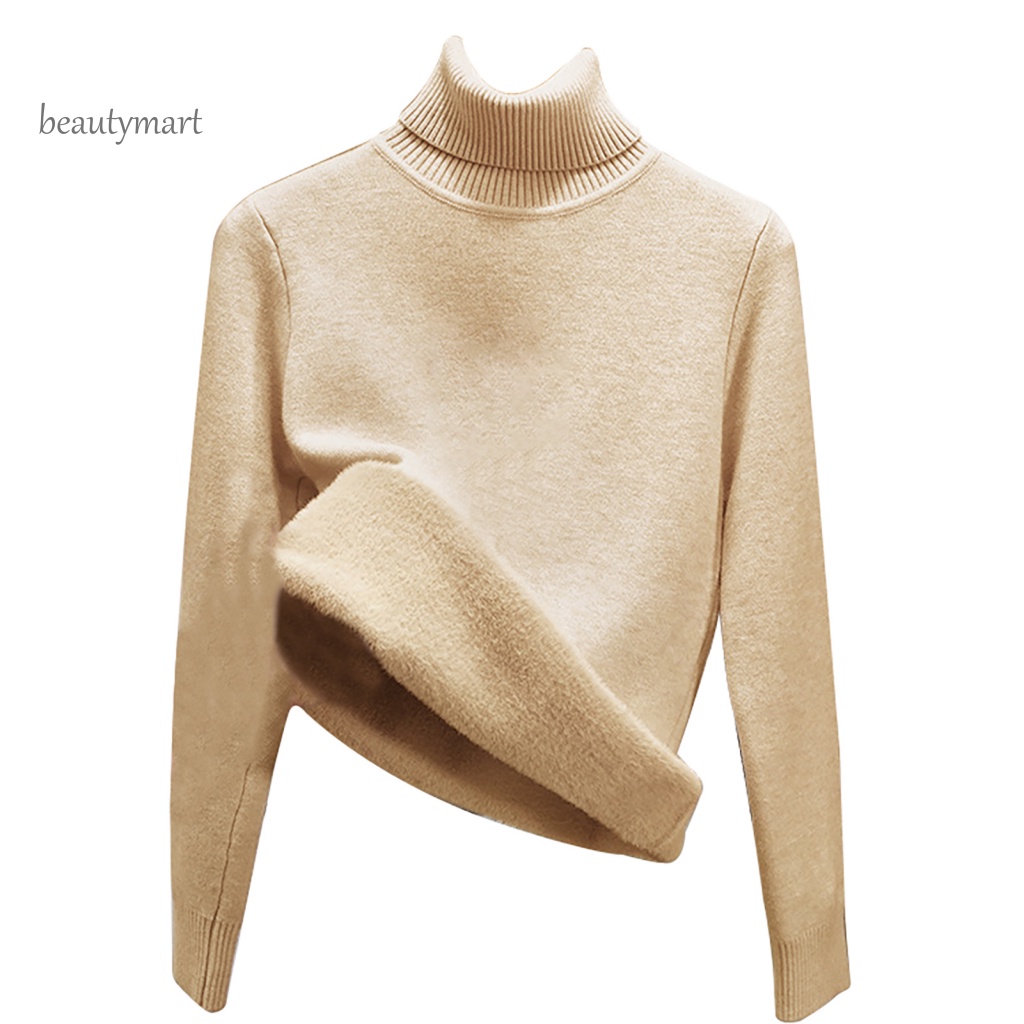 Áo Sweater Mùa Đông Cổ Cao Mềm Mại Co Giãn Dày Dặn Màu Trơn Chống Lạnh Bảo Vệ Cổ Cho Nữ beautymartm1