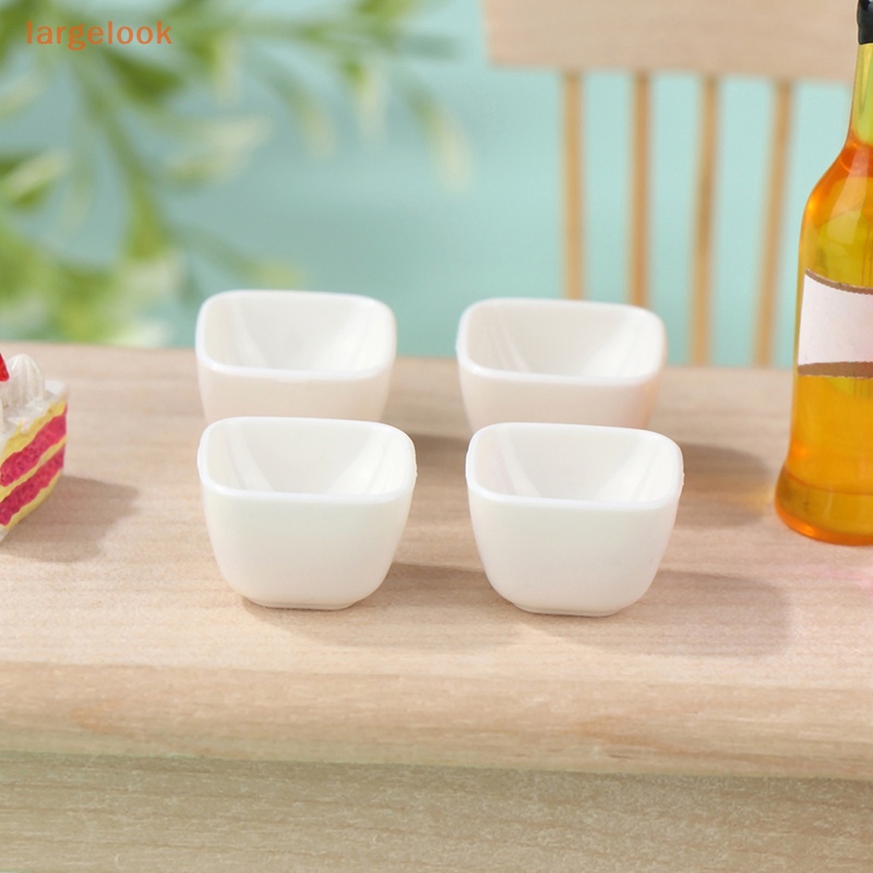 Set 4 Bát Ăn Cơm Hình Vuông Mini Tỉ Lệ 1: 12 Dùng Để Trang Trí Nhà Búp Bê