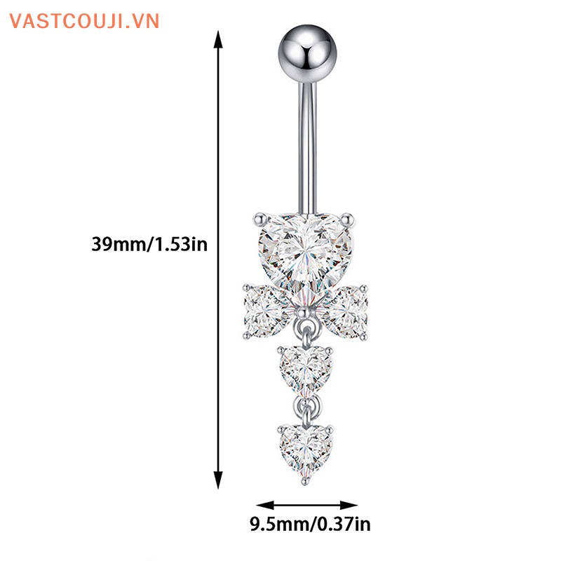 Khuyên Rốn Đính Đá Zircon Hình Trái Tim Thời Trang Cho Nữ