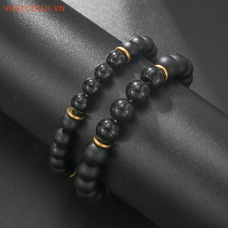 Vòng Tay Cặp Đôi VASTJI Black Onyx Thiết Kế Đơn Giản Cá Tính Phong Cách Hàn Quốc