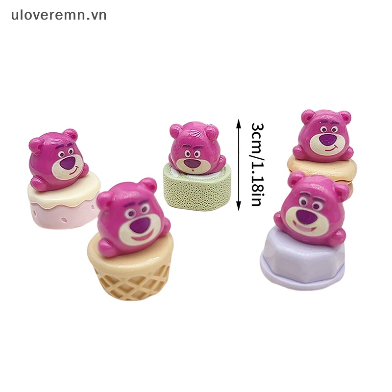 Uloveremn 1 Đồ trang trí Gấu Dâu Tây Mini Phát Quang Trang Trí Tiểu Cảnh