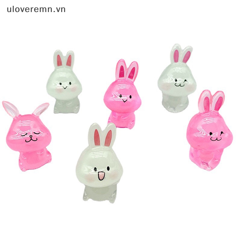 Mô Hình Chú Thỏ Mini Bằng Resin Màu Dạ Quang Dễ Thương Trang Trí Nhà Búp Bê DIY