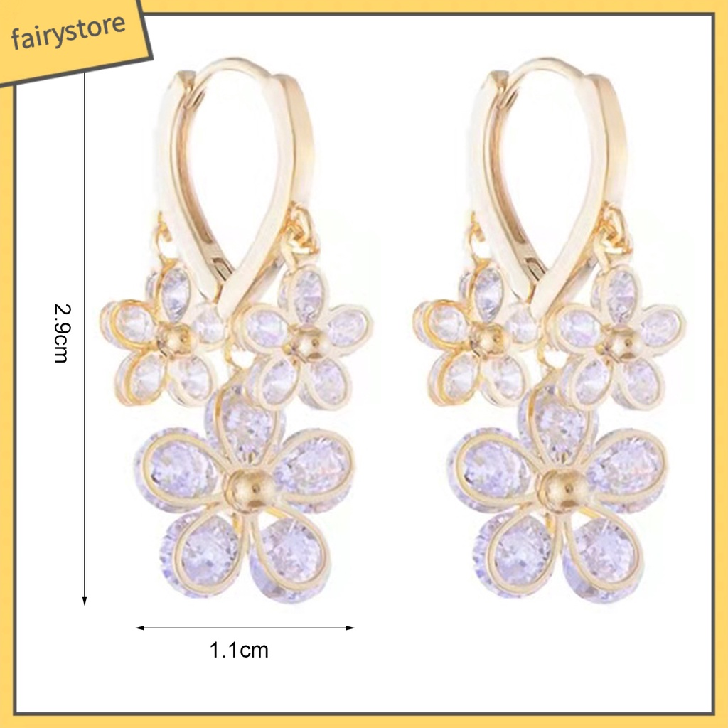 1 Đôi Bông Tai Tròn Đính Hoa Tua Rua Lấp Lánh Dành Cho Nữ