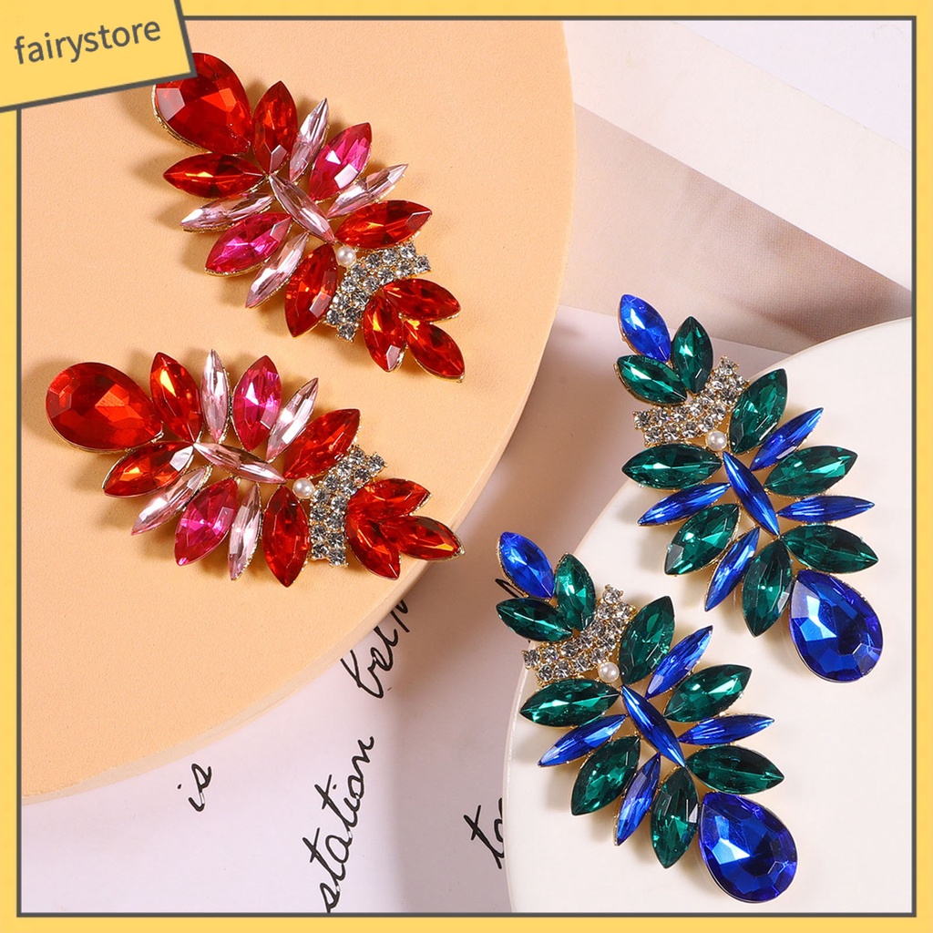 1 Đôi Bông Tai Hình Giọt Nước Đính Đá Lấp Lánh Dành Cho Nữ