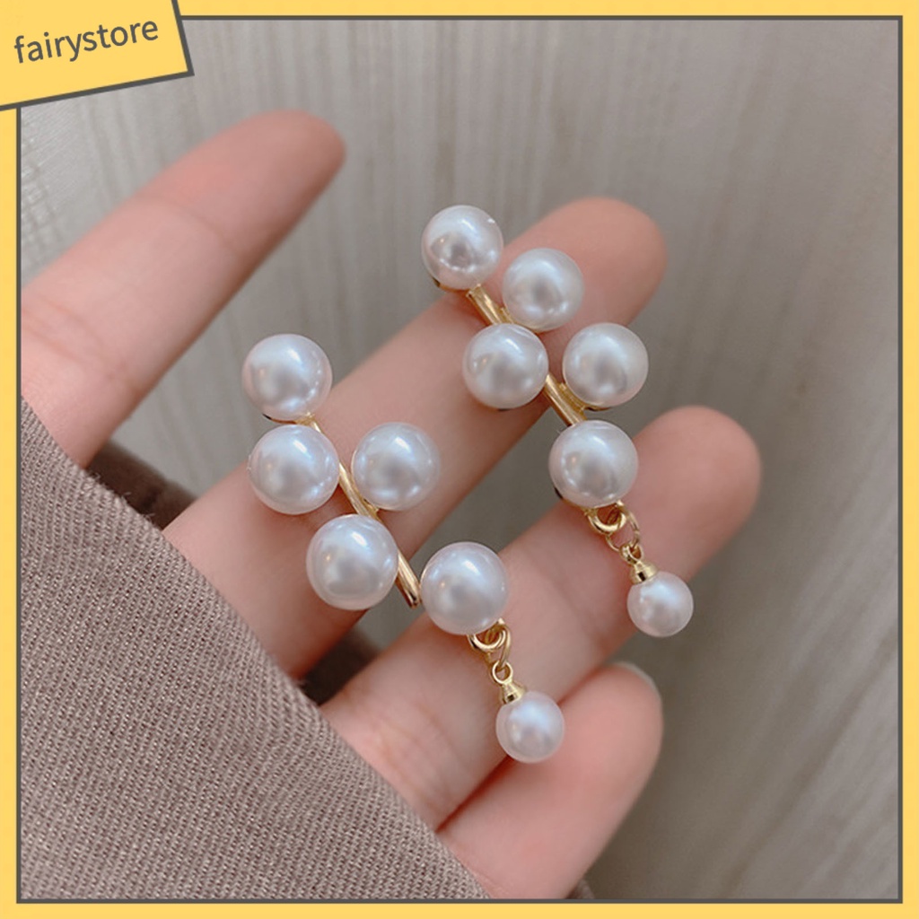 1 Đôi Bông Tai Hình Đám Mây / Trái Tim Đính Đá / Ngọc Trai Giả Thời Trang Dành Cho Nữ