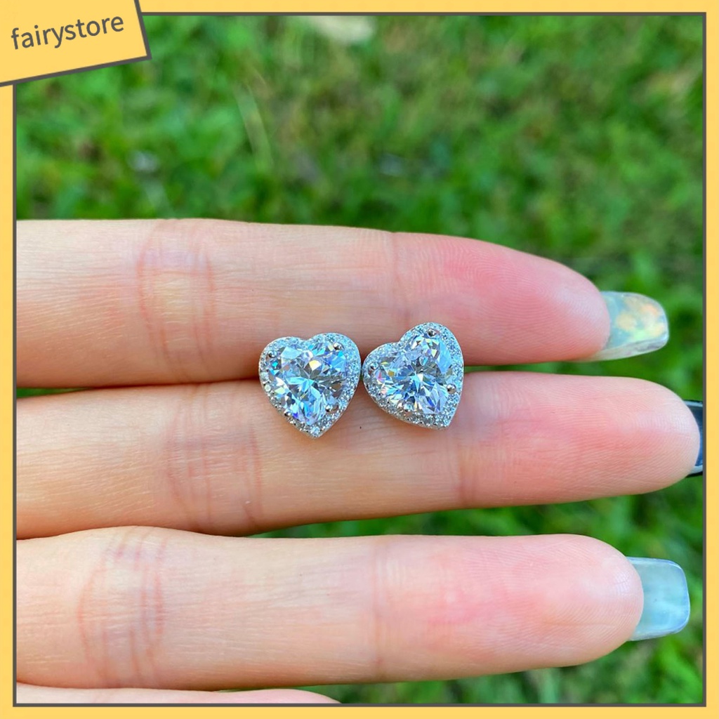 1 Đôi Bông Tai Hợp Kim Hình Trái Tim Lấp Lánh