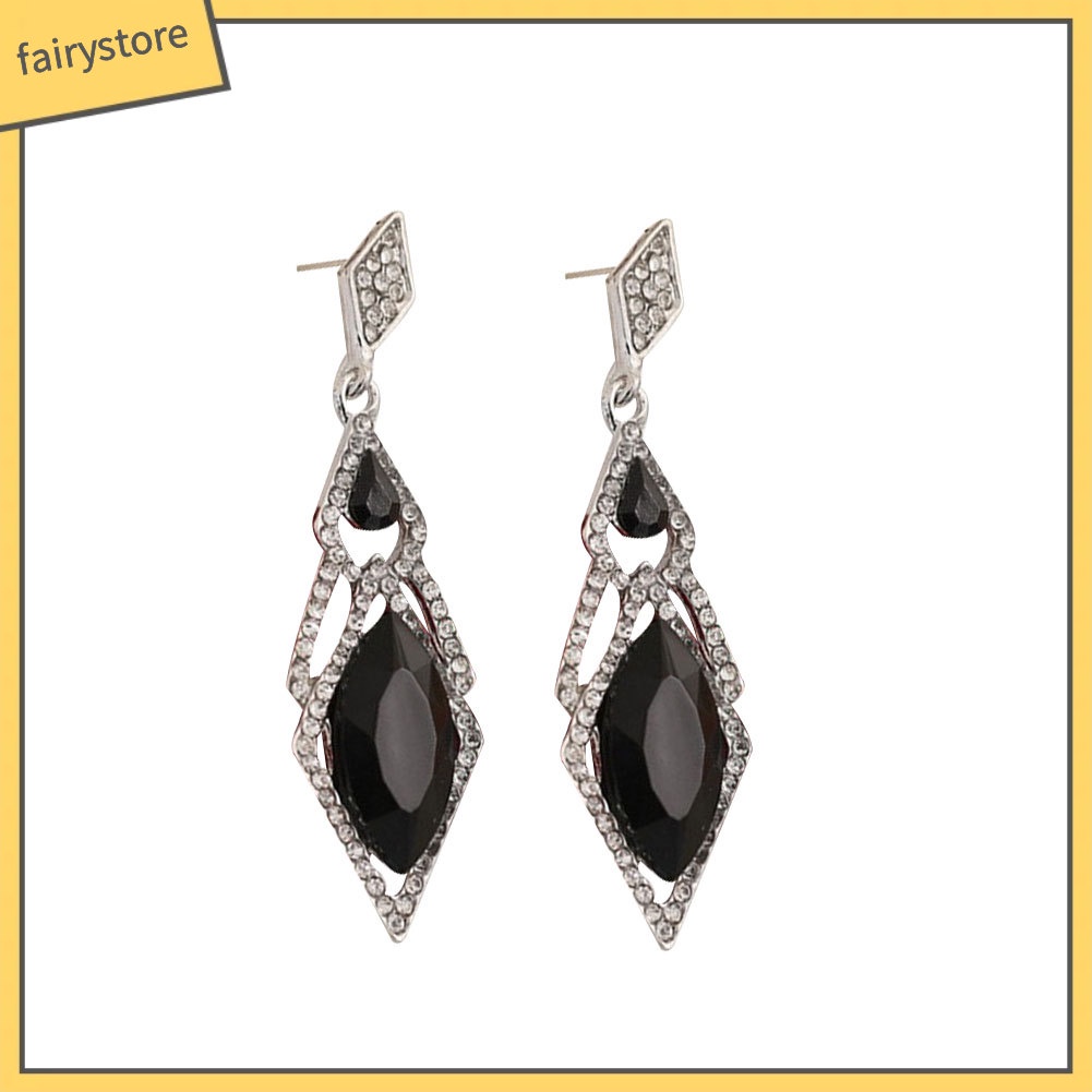 Bông Tai Hình Thoi Dáng Dài Đính Đá Thời Trang Cho Nữ