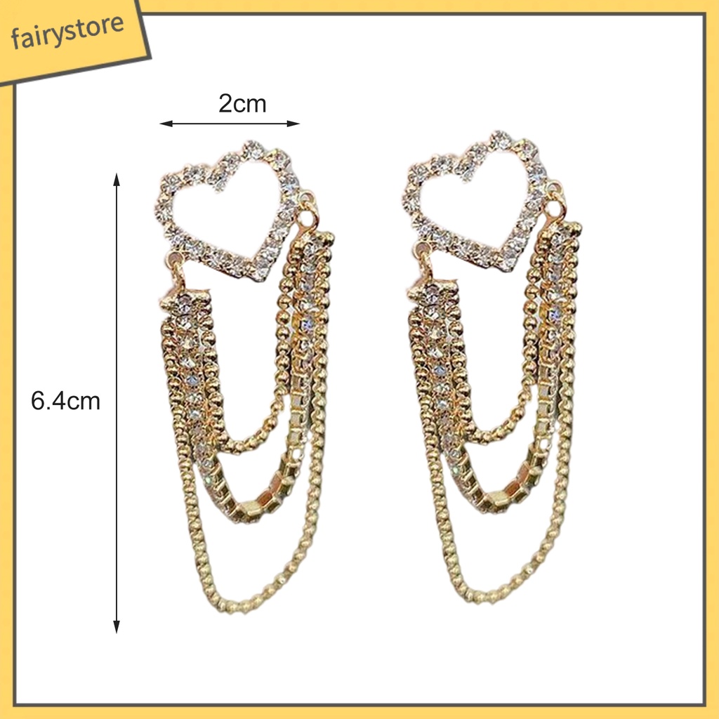 Bông Tai Hình Trái Tim Đính Đá Lấp Lánh Dành Cho Nữ