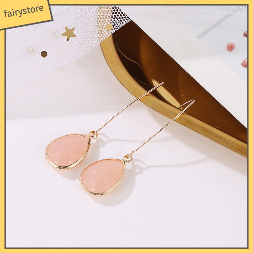 1 Đôi Bông Tai Giọt Nước Đính Đá Thời Trang Dành Cho Nữ