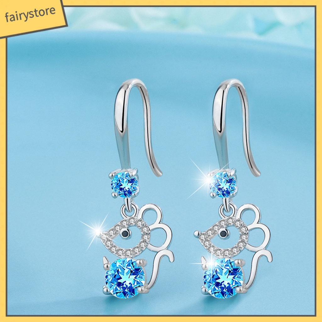 Khuyên Tai Hợp Kim Hình Chuột Đính Đá Thời Trang Cho Nữ