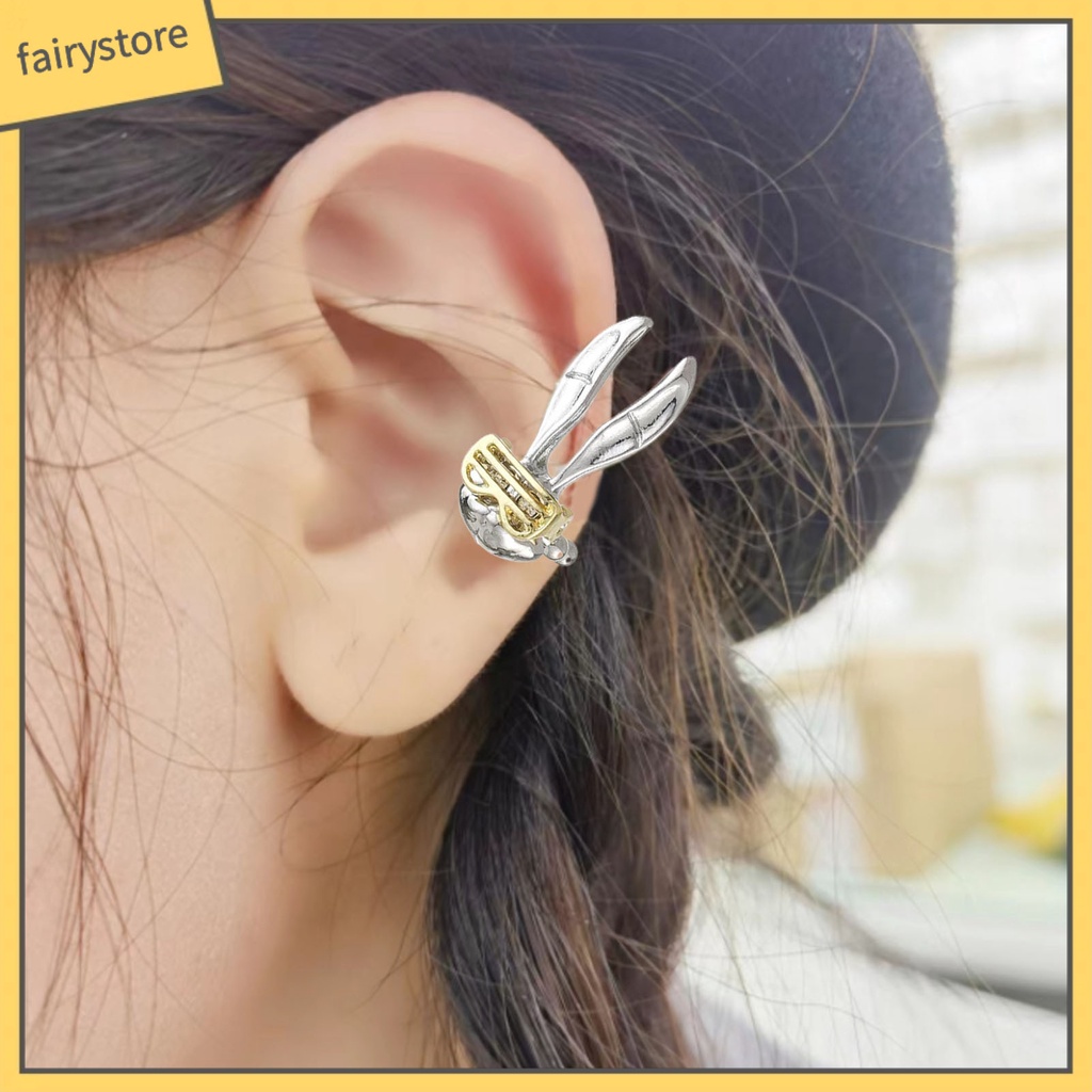 1 Đôi Khuyên Kẹp Vành Tai / Kính Mát Hình Thỏ Phong Cách Hip Hop Punk Thời Trang