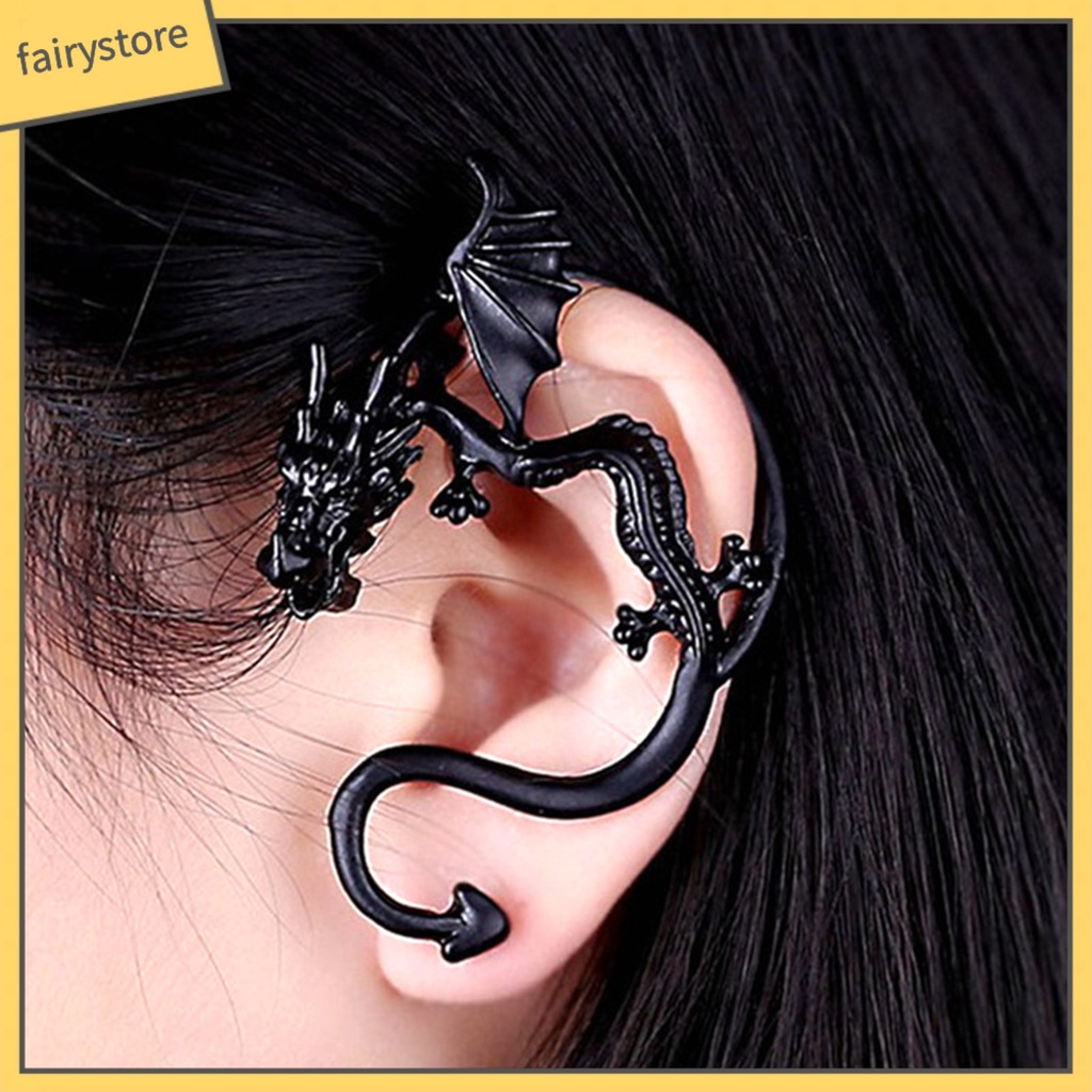 1 Khuyên Đeo Vành Tai Unisex Hình Rồng Phong Cách Punk Cá Tính