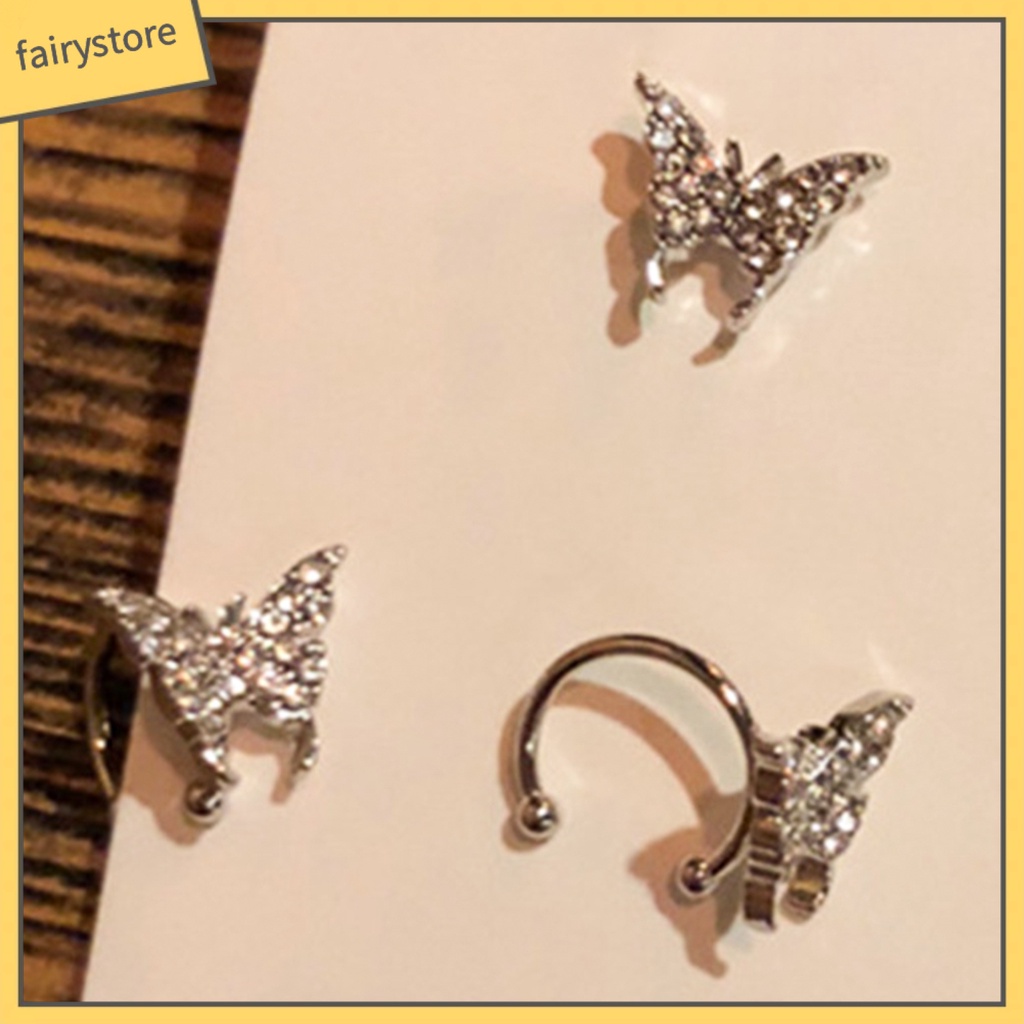 Bông Tai Dạng Kẹp Hình Bướm Lấp Lánh Cho Nữ