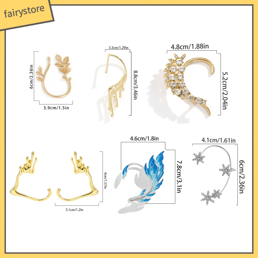 Khuyên Kẹp Vành Tai Hình Đuôi Cá 3D Đính Đá Thời Trang Cho Nữ
