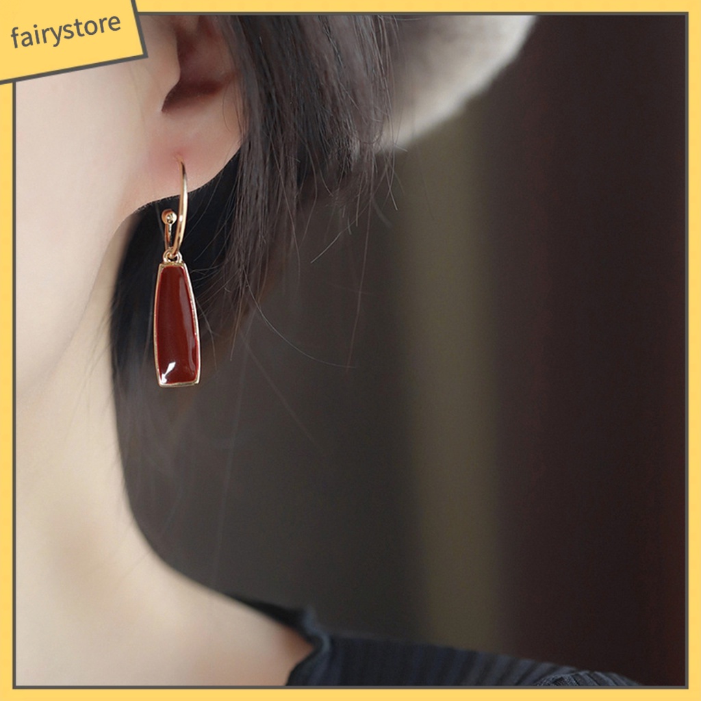 1 Đôi Bông Tai Hình Học Dáng Dài Mạ Bóng Cao Thời Trang Cho Nữ