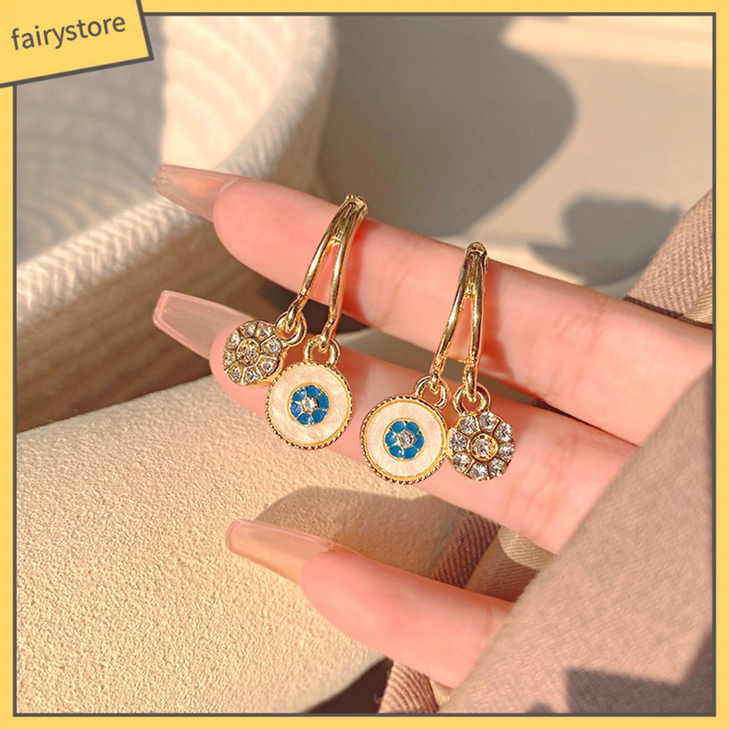 1 Đôi Bông Tai Đính Đá Phong Cách Pháp Cổ Điển Dành Cho Nữ