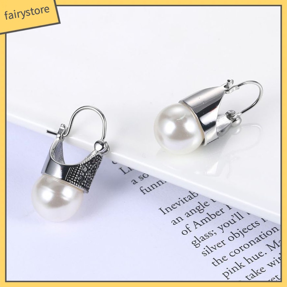 Bông Tai Đính Ngọc Trai Giả Phong Cách Vintage Dành Cho Nữ