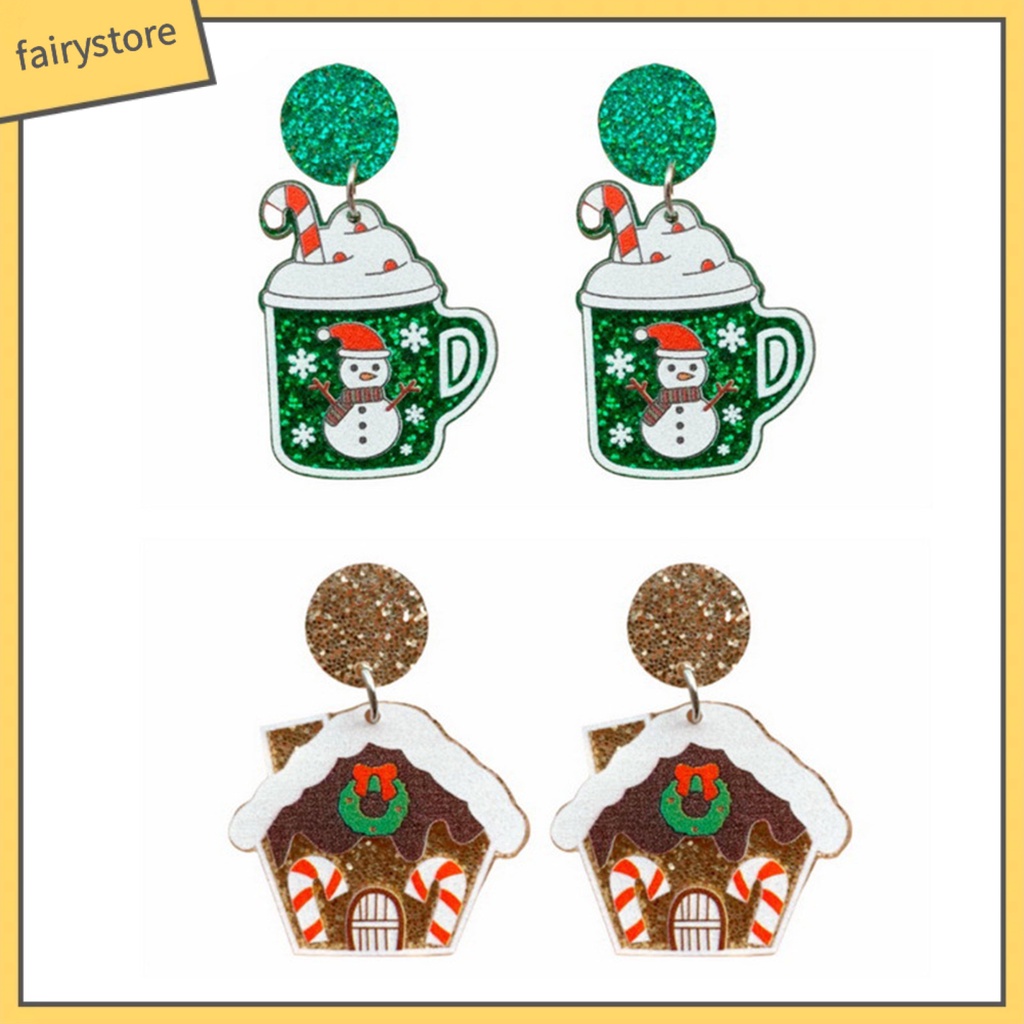 1 Cặp Bông Tai Họa Tiết Giáng Sinh Lấp Lánh Dễ Phối Đồ Dành Cho Nữ