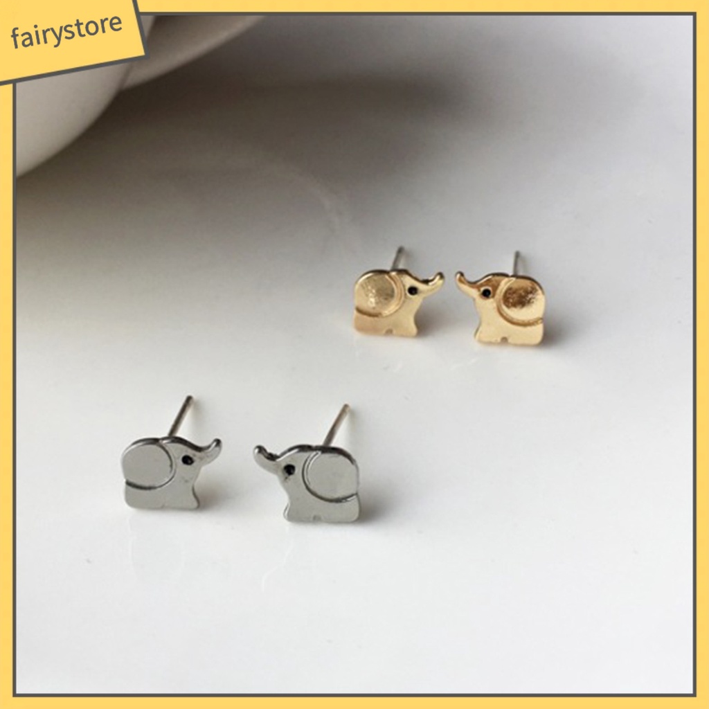 1 Đôi Bông Tai Xỏ Lỗ Hình Chú Voi Tinh Tế Dành Cho Nữ