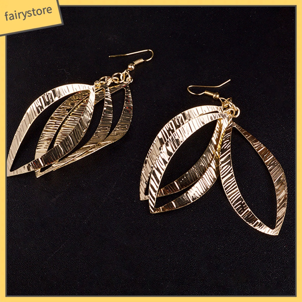 1 Đôi Bông Tai Dáng Dài Hình Chiếc Lá Bằng Hợp Kim Thân Thiện Với Da Chống Mòn Thời Trang Cho Nữ