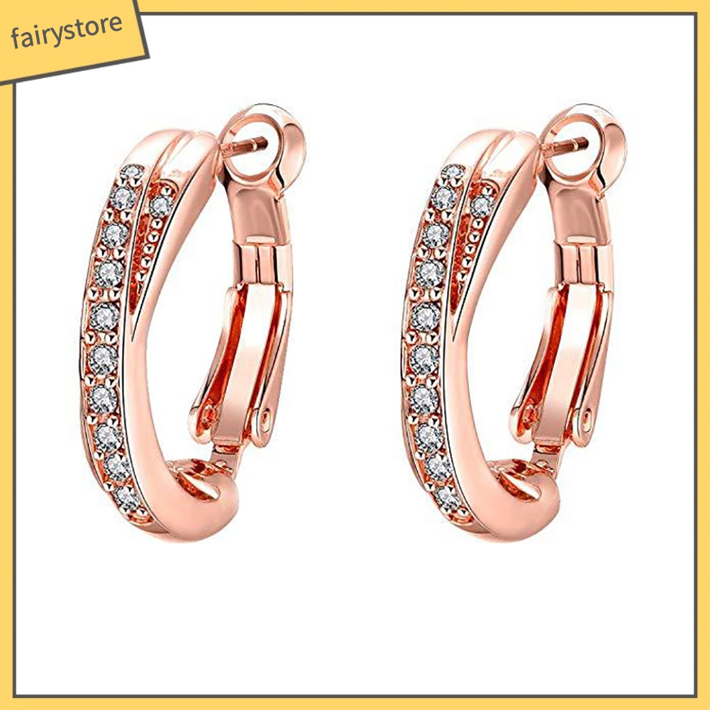 Bông Tai Tròn Đính Đá Lấp Lánh Thời Trang Thanh Lịch Dành Cho Nữ