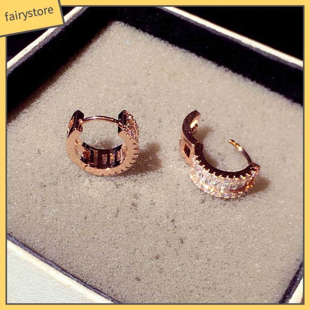 1 Đôi Khuyên Tai Tròn Đính Đá Sang Trọng