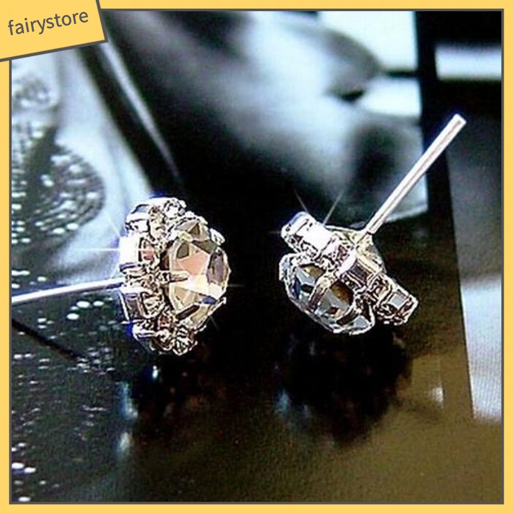 1 Đôi Bông Tai Đính Đá Thời Trang Dành Cho Nữ