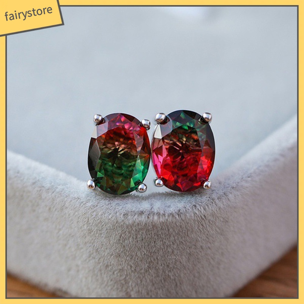 Bông Tai Đính Pha Lê Giả Hình Oval Thời Trang Cho Nữ