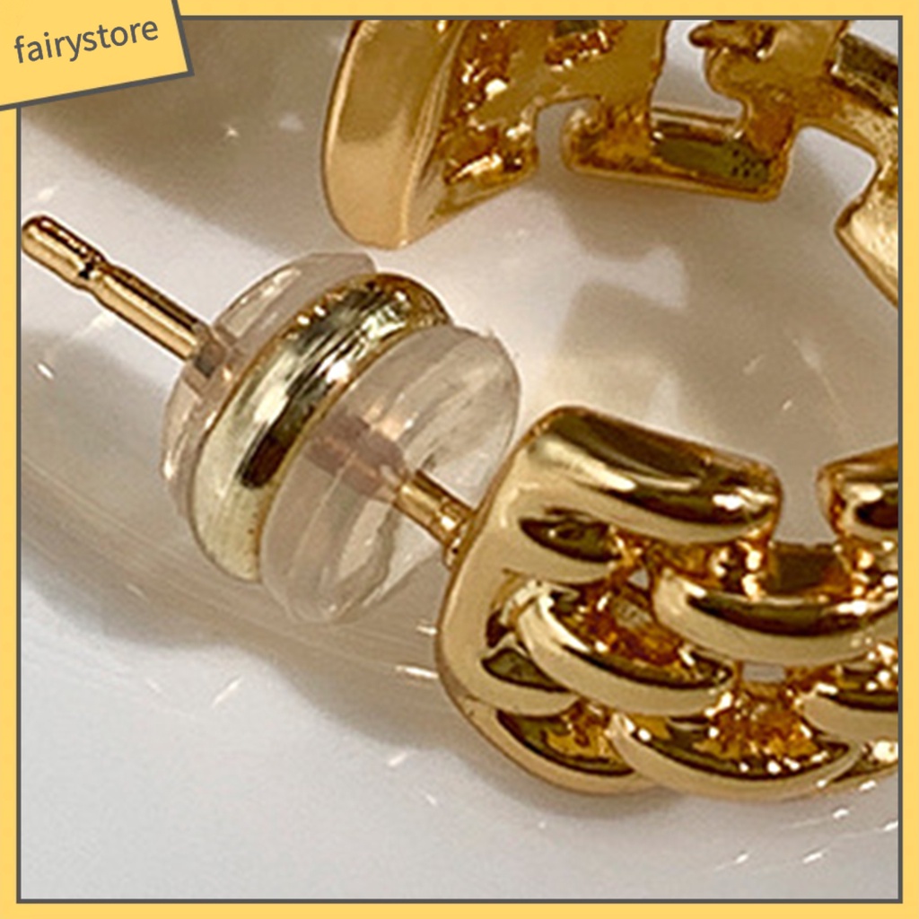 1 Đôi Bông Tai Dạng Vòng Hở Màu Vàng Bóng Cao Không Gây Dị Ứng Thời Trang Thích Hợp Làm Quà Tặng Cho Bạn Gái