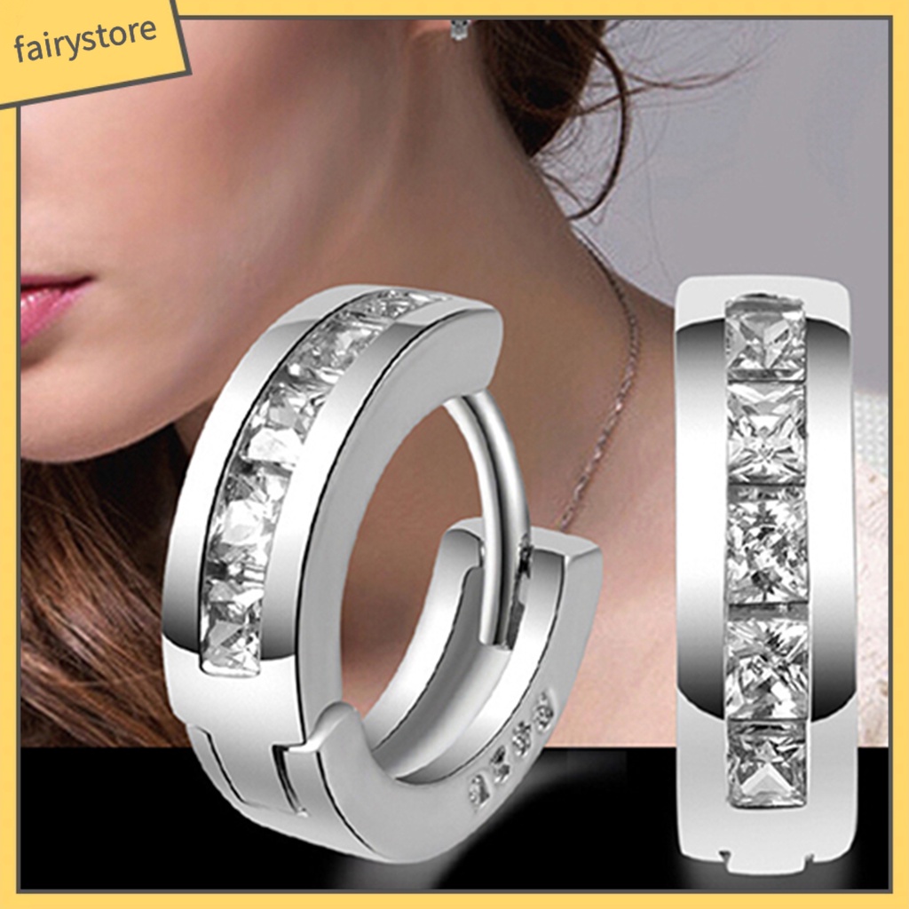 Bông Tai Mạ Bạc Đính Đá Lấp Lánh Thời Trang Dự Tiệc