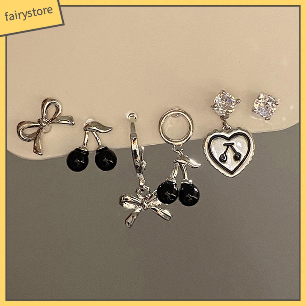 1 Set Bông Tai Hợp Kim Hình Trái Tim Phong Cách Gothic Ngọt Ngào Cho Nữ