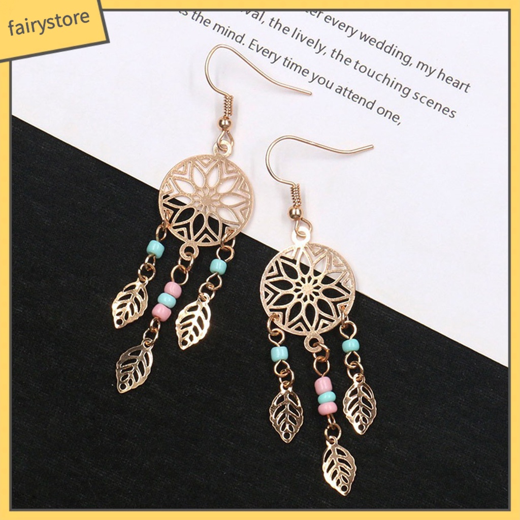 1 Đôi Bông Tai Hình Chiếc Lá Đính Hạt Thời Trang Dành Cho Nữ